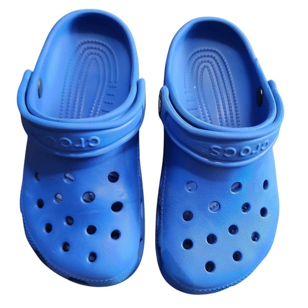 Crocs Youth Blue Bolt Classic Slip On Unisex Junior Clogs Size J 2